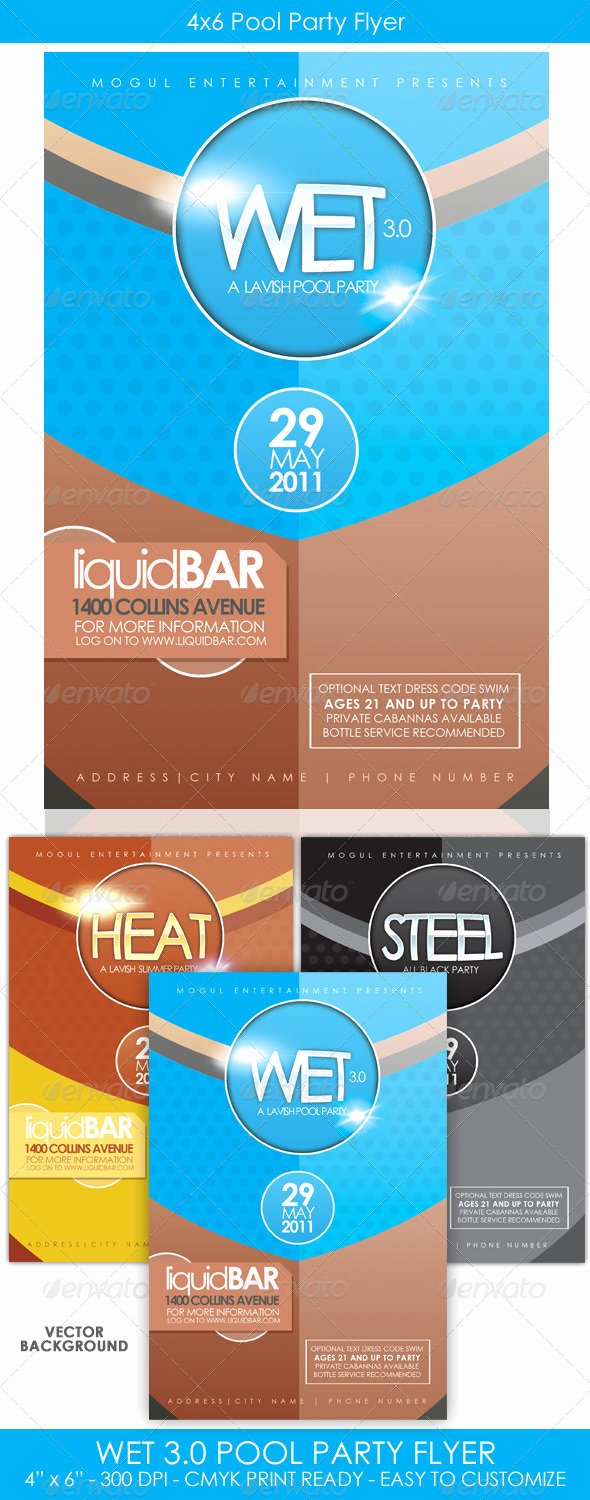 4x6 Flyer Template Luxury Wet 3 0 4x6 Simple Pool Party Flyer