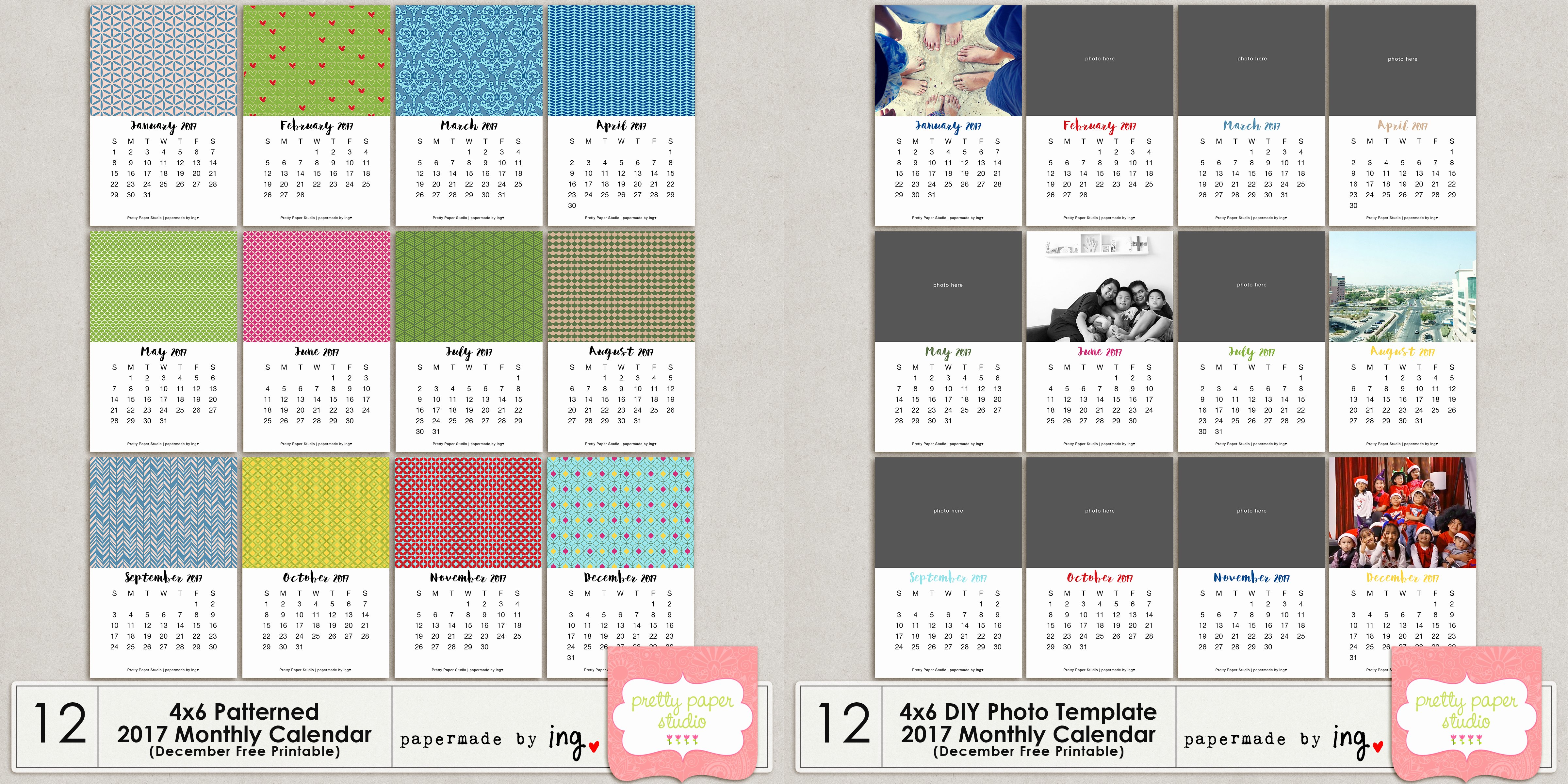 4x6 Photo Template Unique 4x6 Diy Template 2017 Monthly Calendar