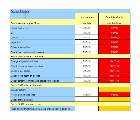 5 Year Maintenance Plan Template Inspirational Maintenance Schedule Templates 35 Free Word Excel Pdf