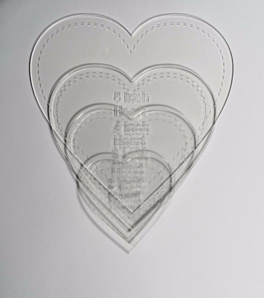 6 Inch Heart Template Fresh 1 8&quot; Clear Acrylic Laser Cut Quilting Templates Hearts 2