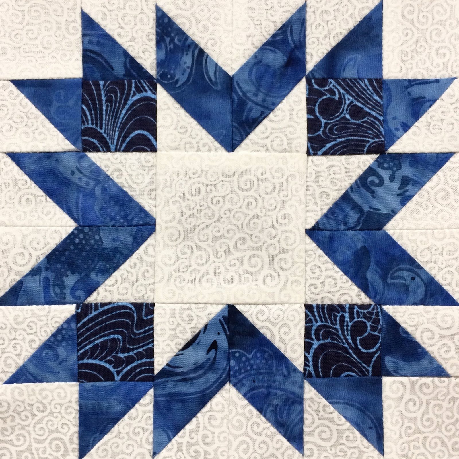 6 Inch Star Best Of Hand Made Karma Blue &amp; White Sampler Six Inch Blocks