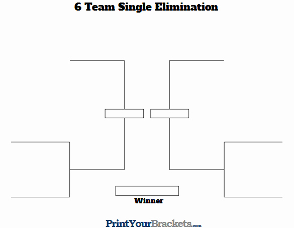 6 Team 3 Game Guarantee Bracket Fresh 6 Team Single Elimination Printable tournament Bracket