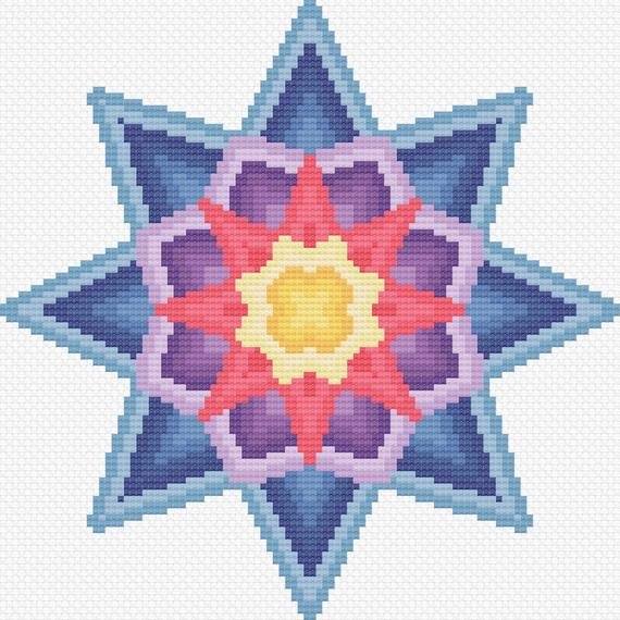 8 Point Star Template Beautiful 8 Point Star Cross Stitch Pattern Instant Pdf Download