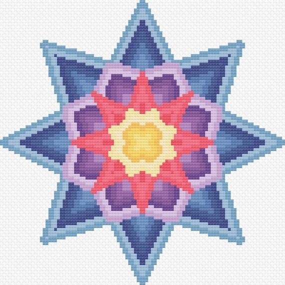 8 Point Star Template Beautiful 8 Point Star Cross Stitch Pattern Instant Pdf Download