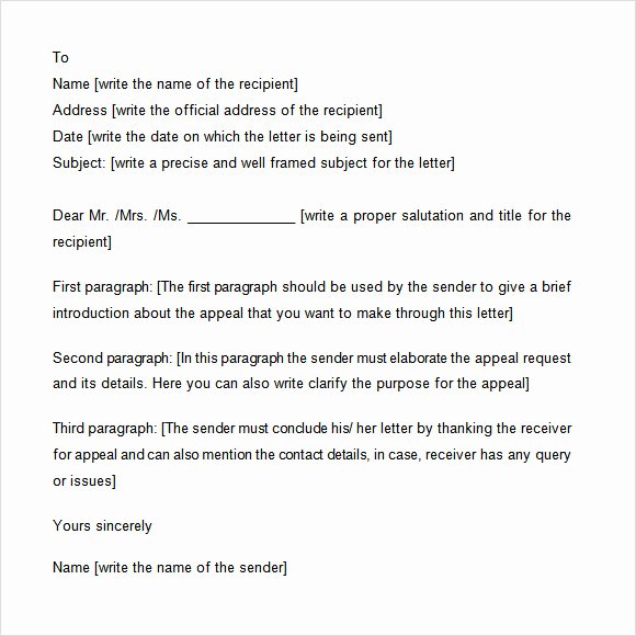 Academic Appeal Letter Sample Beautiful Appeal Letter 12 Free Samples Examples format