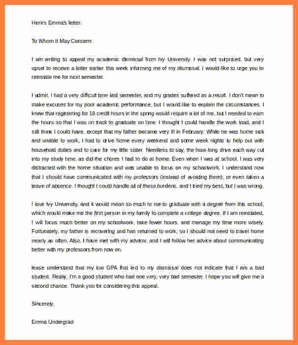 Academic Appeal Letter Sample Inspirational 9 Academic Appeal Letter