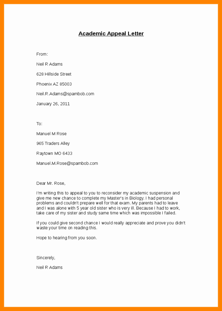 Academic Appeal Letter Sample Lovely 6 Academic Suspension Appeal Letter