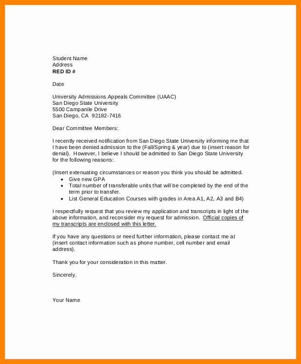 Academic Appeal Letter Sample Unique Appeals Letter Sample Academic Appeal Letter Example