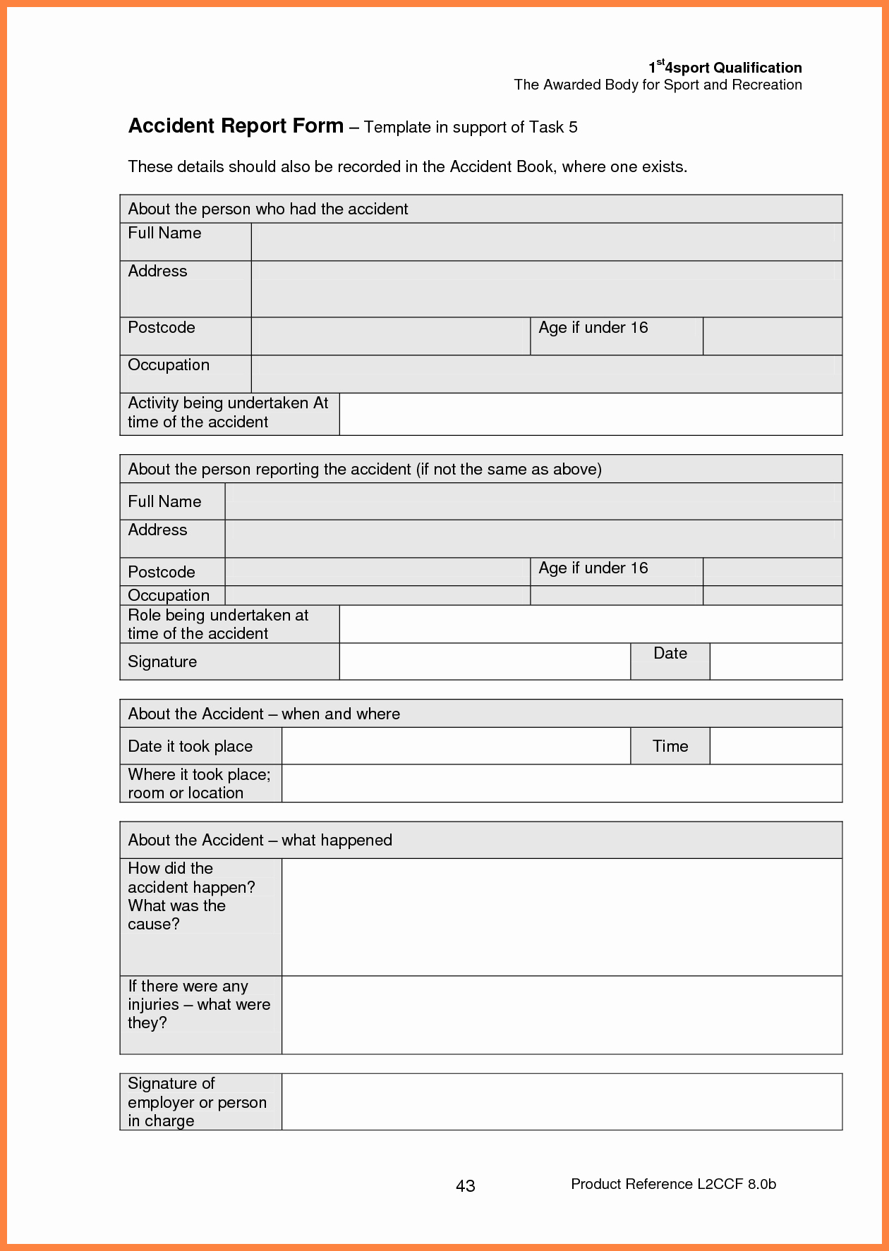 Accident Report form Inspirational 6 Employee Accident Report form Template