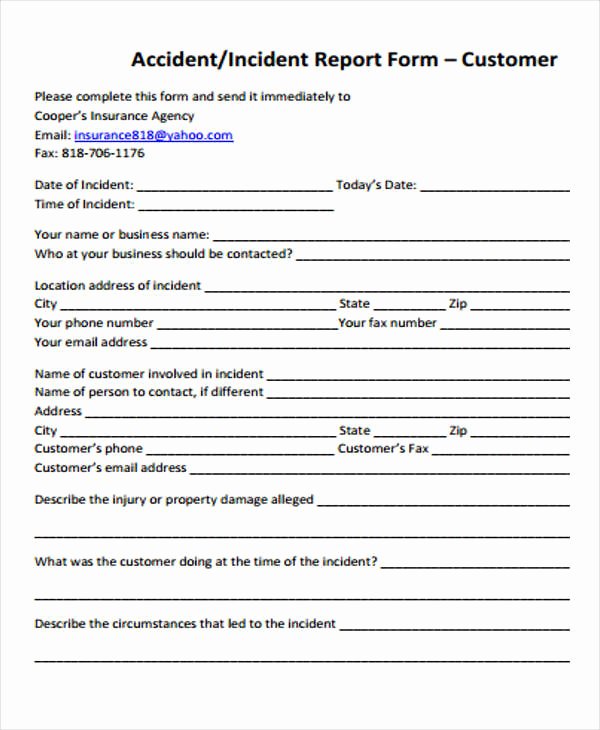 Accident Report form Lovely 29 Accident Report forms In Pdf