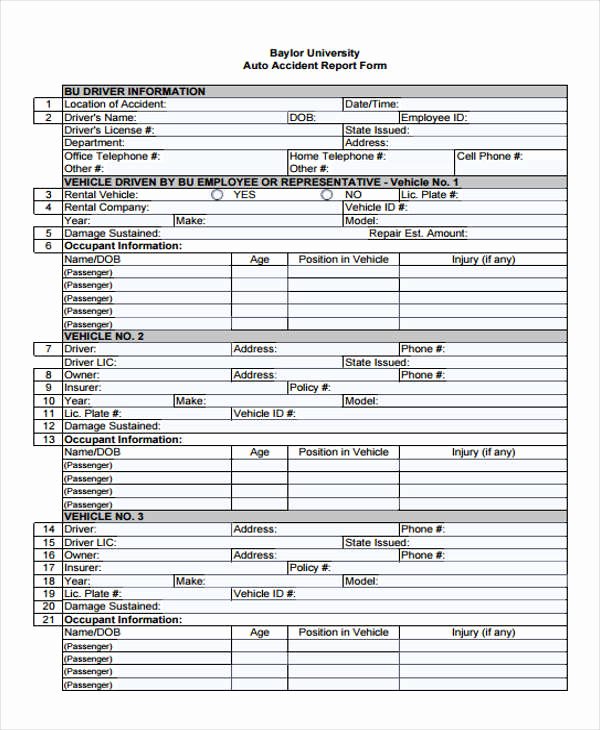 Accident Report form Lovely 29 Accident Report forms In Pdf