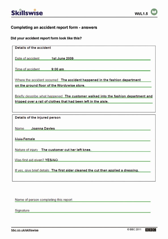 Accident Report form New Pleting An Accident Report form