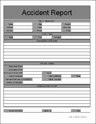 Accident Report form Pdf Awesome Free Wide Row Childcare Accident Report From formville