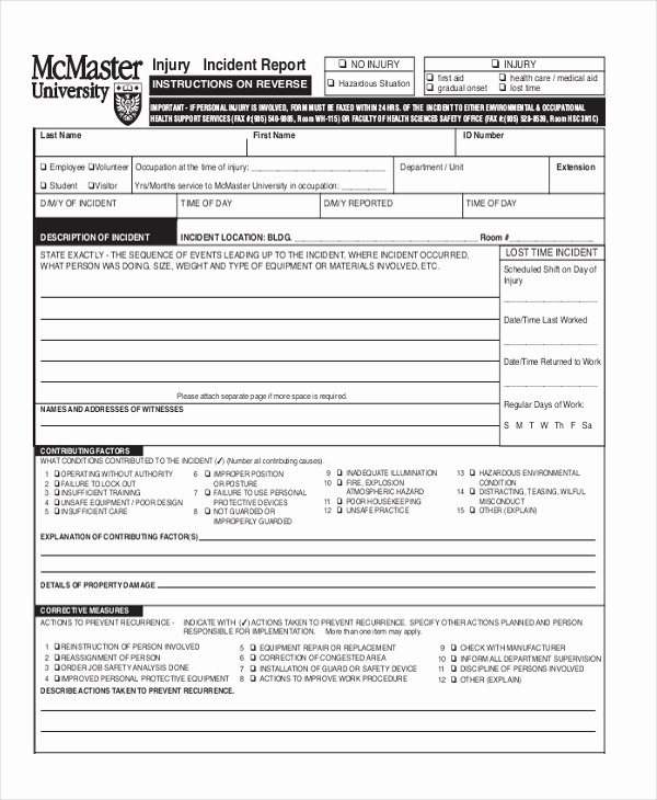 Accident Report form Pdf Lovely Sample Incident Report form 11 Free Documents In Pdf