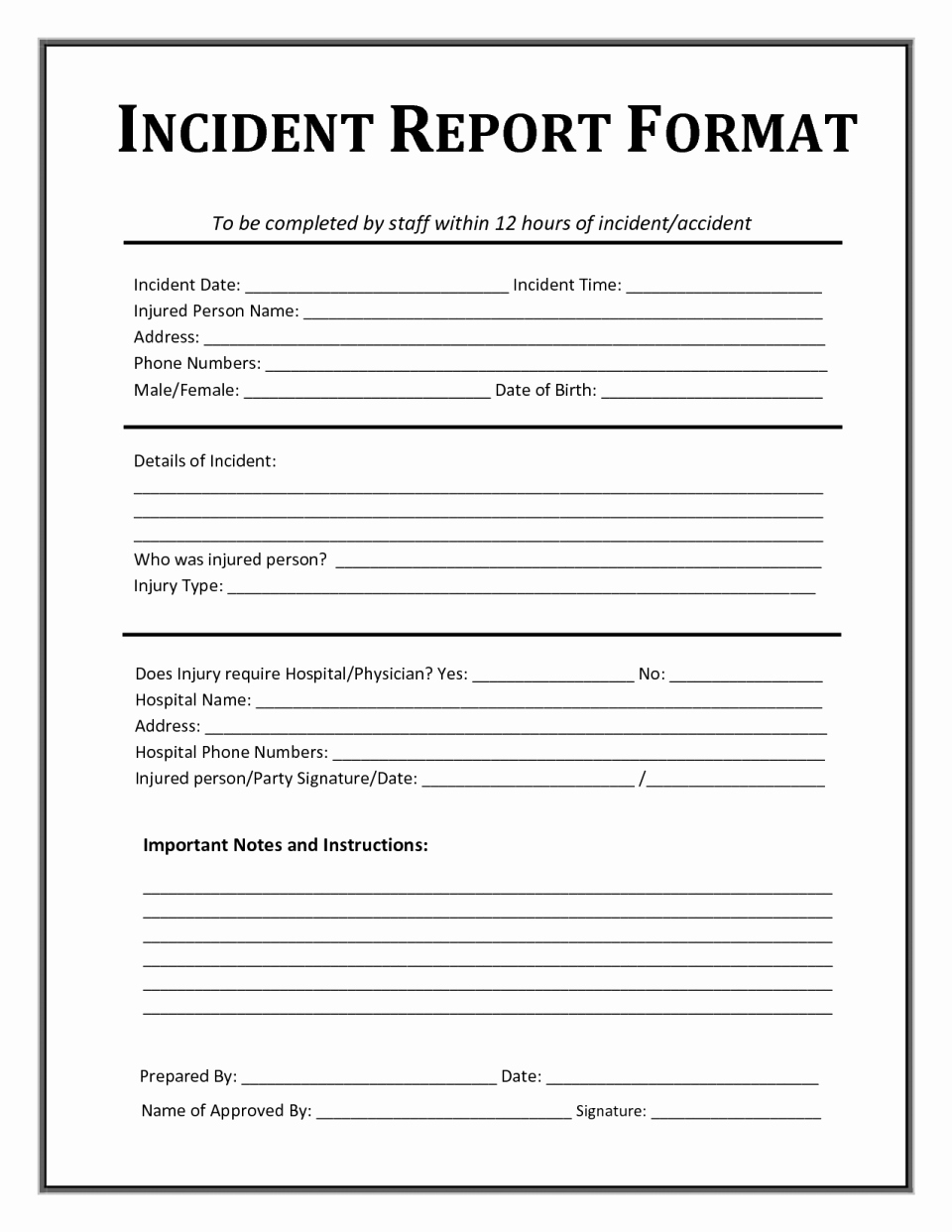 Accident Report Template Word Best Of Accident Report form Template Word Uk Hse for Workplace
