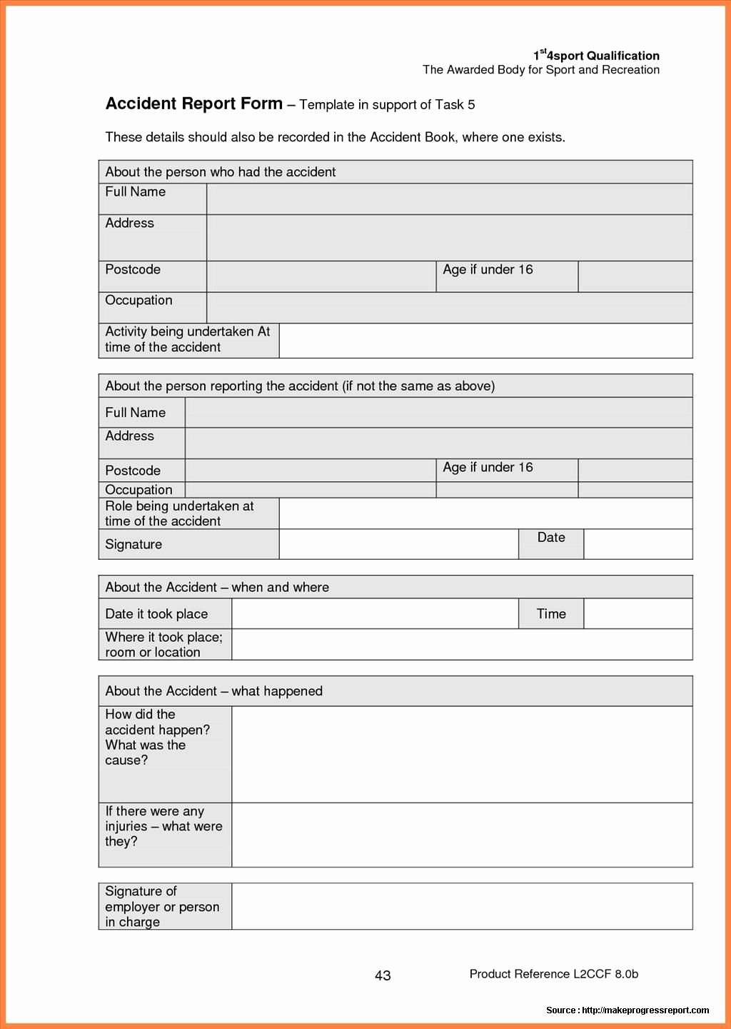 Accident Report Template Word Best Of Construction Accident Report form Sample Work