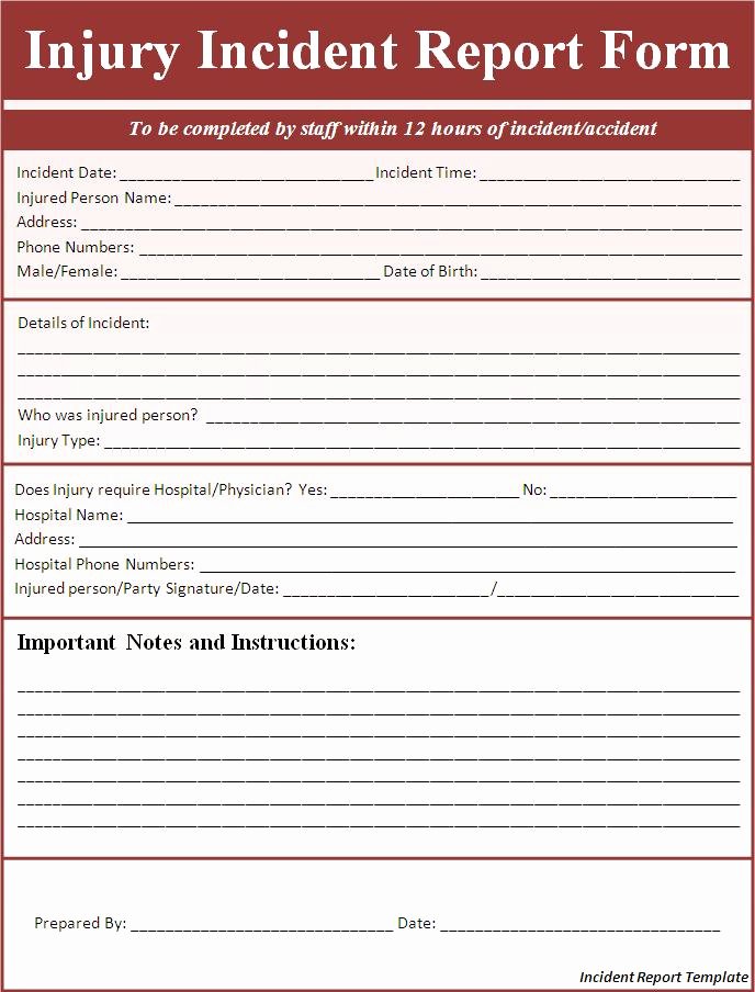 Accident Report Template Word Luxury Free Incident Report Template