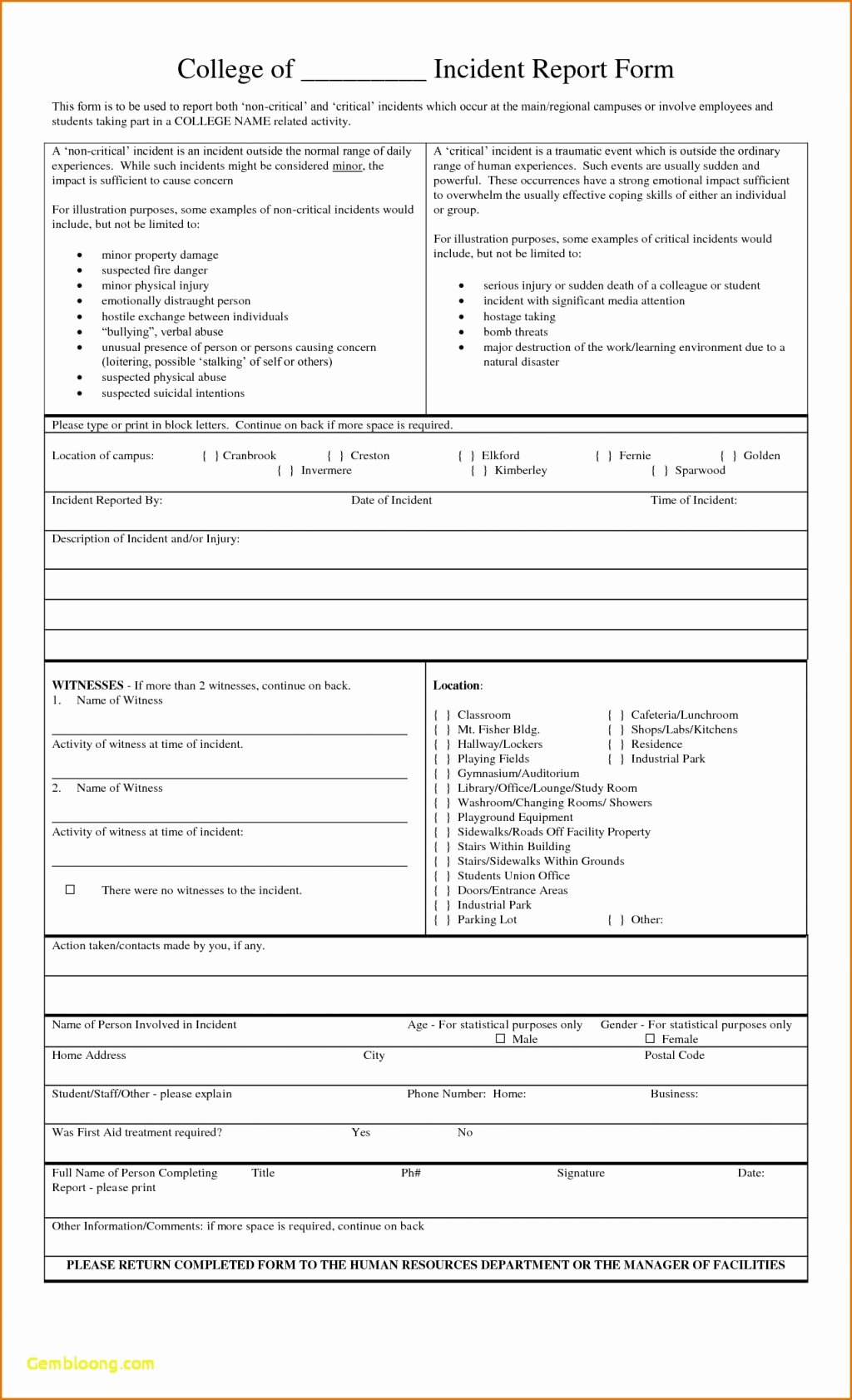 Accident Report Template Word New Accident Report form Template Word Uk Hse for Workplace