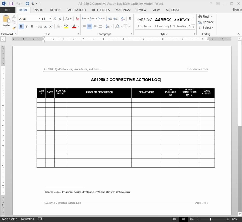 Action Log Template Awesome Corrective Action Log