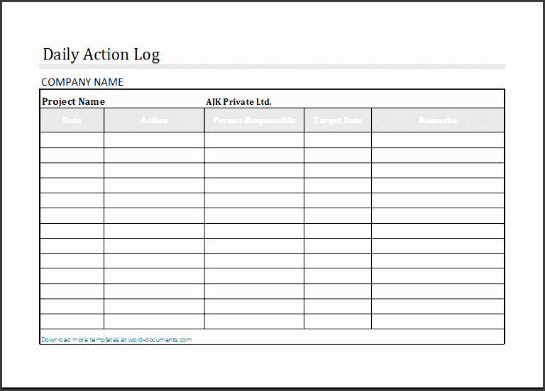 Action Log Template Best Of 6 Fice Work Log Template Sampletemplatess