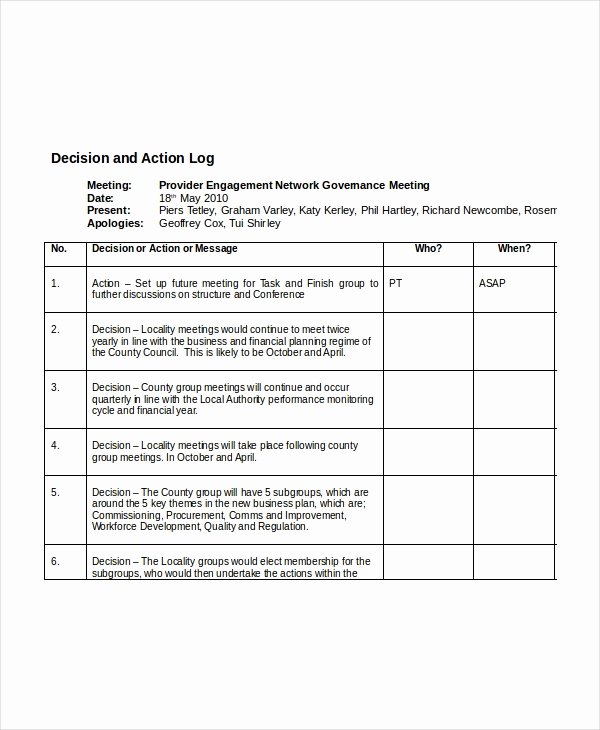 Action Log Template Inspirational 4 Action Log Template Free Word Excel Documents