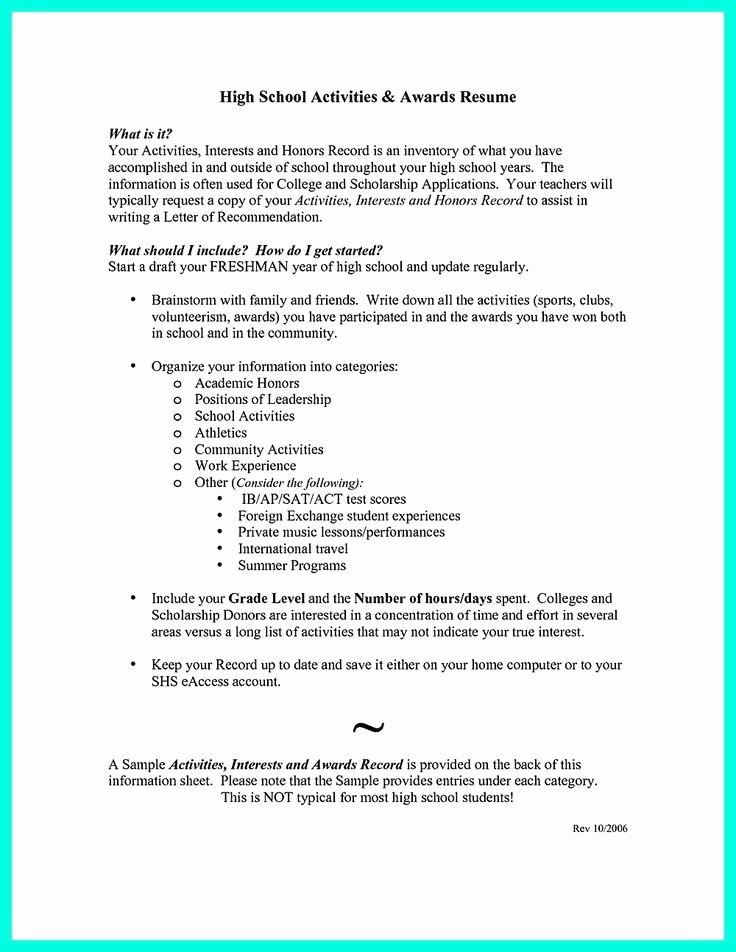 Activities Resume Template Inspirational Activities and Interests for Resume