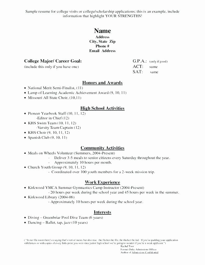 Activities Resume Template New High School Activities Resume Template