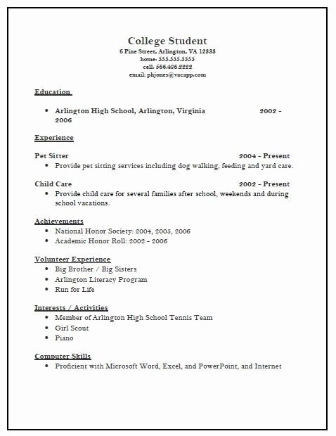 Activities Resume Template New High School Activities Resume Template