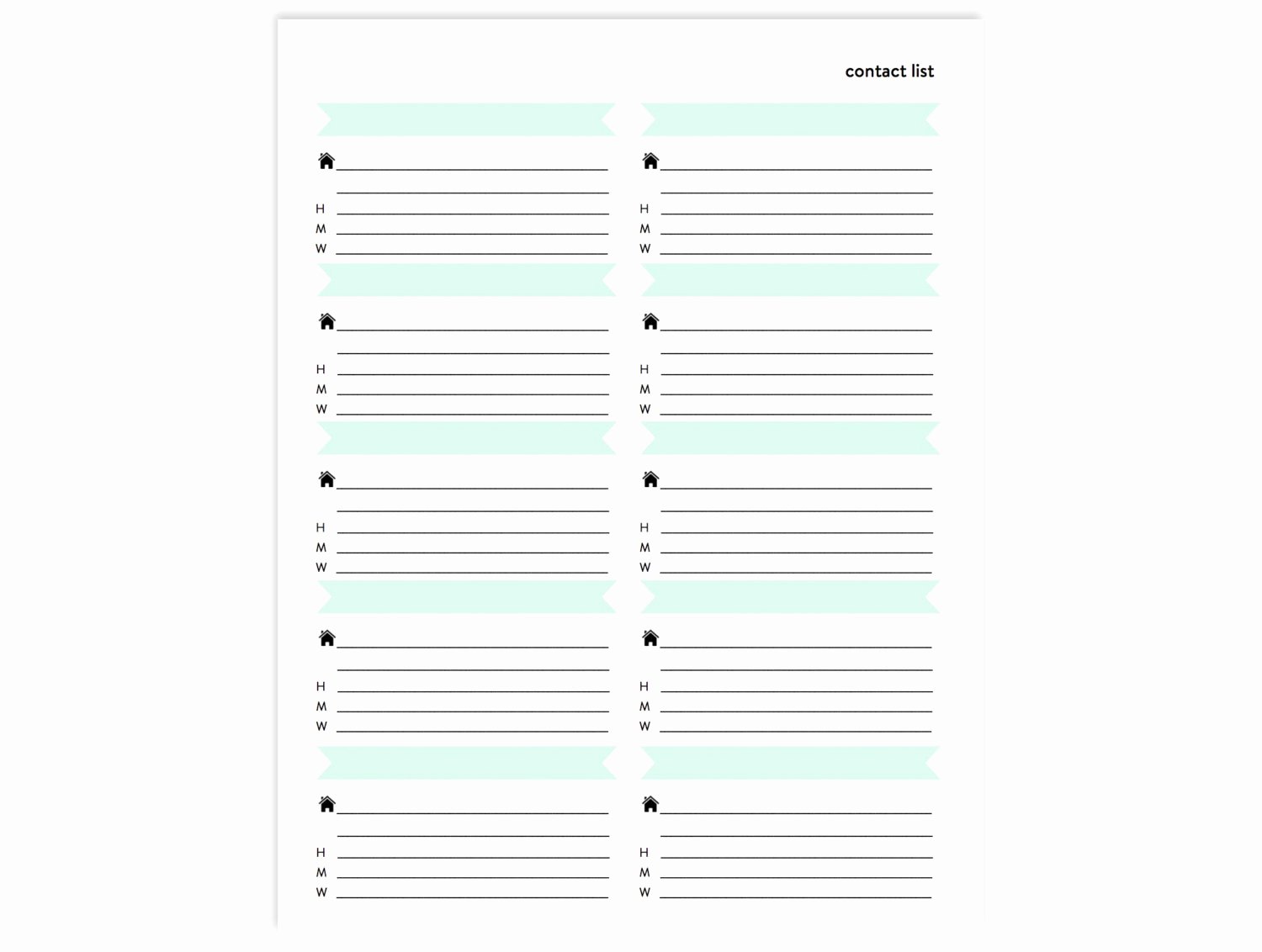 Address Book Template Free Beautiful Contact List Printable Address Book Page Instant Download