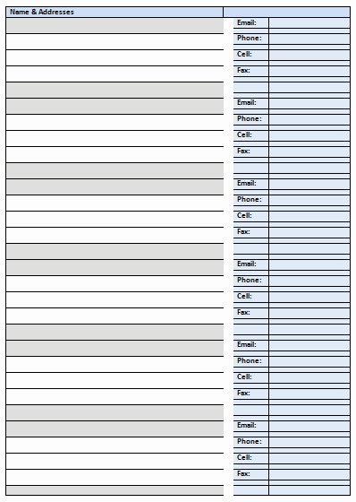 Address Book Template Free Elegant Address Book Template Record Your Important Addresses