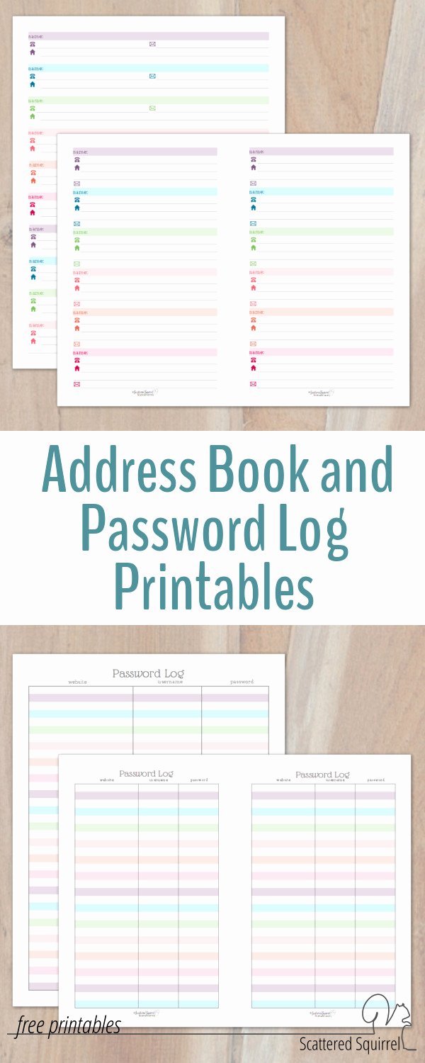 Address Book Template Free Elegant Colourful Address Book and Password Log Printables