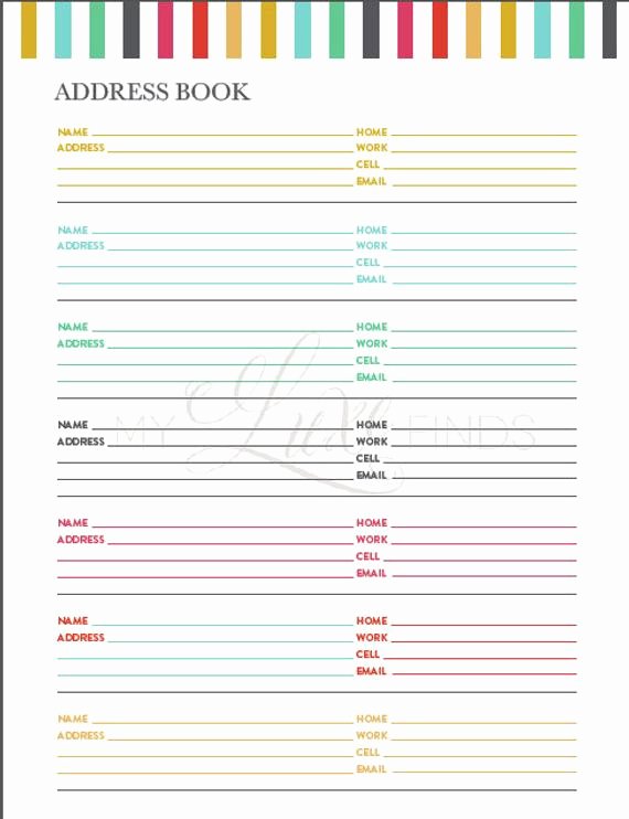 Address Book Template Free Elegant Items Similar to Address and Phone Book organizer