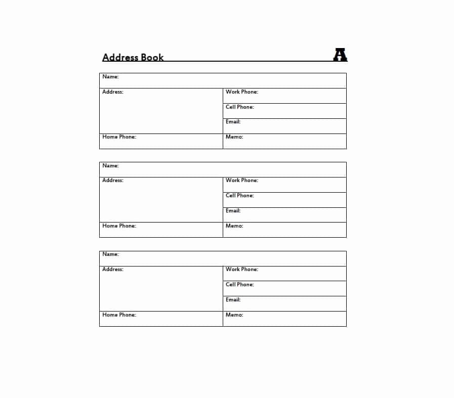 Address Book Template Free Lovely 40 Printable &amp; Editable Address Book Templates [ Free]