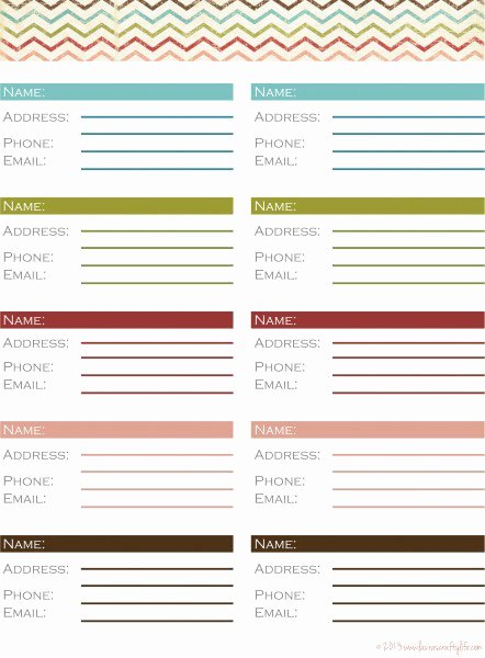 Address Book Template Free Lovely Free Printable Address Book Page Templates