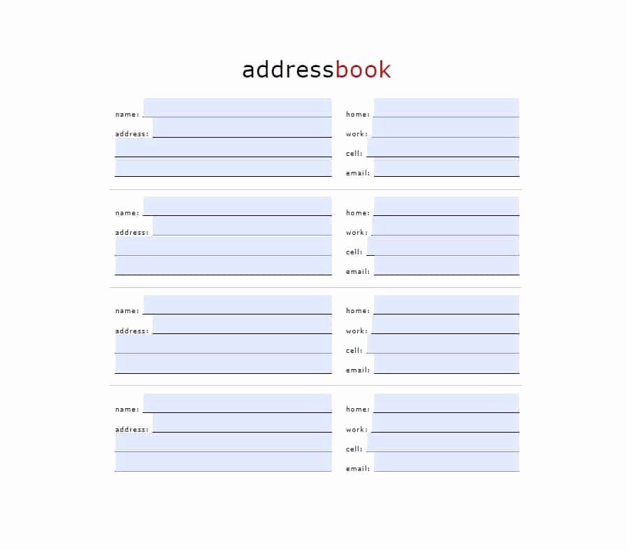 Address Book Template Free Luxury 40 Printable &amp; Editable Address Book Templates [ Free]