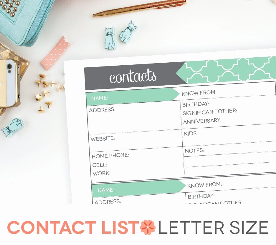 Address Book Template Free New Contact List Printable Editable Address Book Page Record