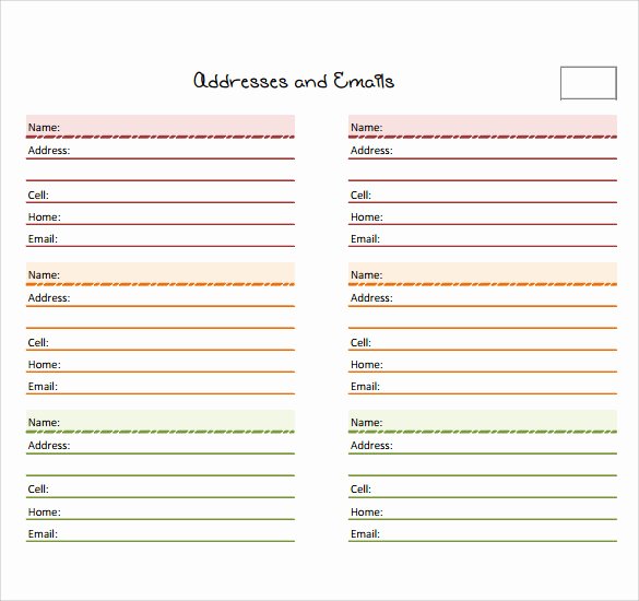 Address Book Template Free New Sample Address Book 9 Documents In Pdf Word Psd