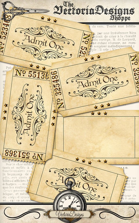 Admit One Ticket Printable Elegant Printable Blank Vintage Tickets Add Text Admit One Printable