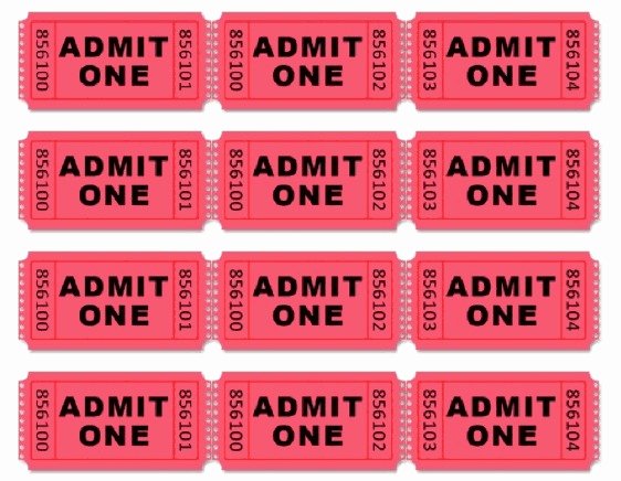 Admit One Ticket Printable New Movie themed Birthday Party Driven by Decor