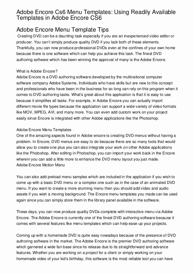 Adobe Encore Templates Lovely Adobe Encore Cs6 Menu Templates Using Readily Available