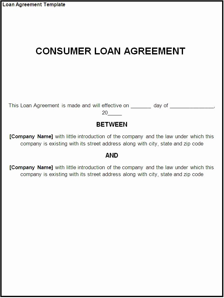 Advance Payment Agreement Letter Fresh Free Printable Loan Template form Generic