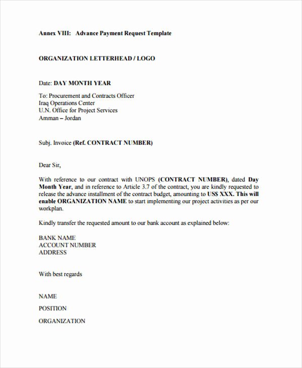 Advance Payment Agreement Letter Lovely 29 Requisition Letter formats Pdf Doc
