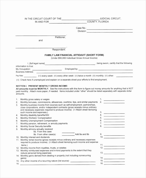 Affidavit Of Income Best Of Sample Affidavit form 15 Free Documents In Pdf Doc