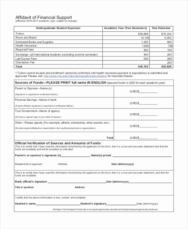 Affidavit Of Income New 9 Sample Financial Affidavit forms Sample Example format