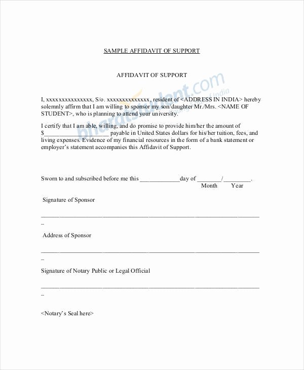 Affidavit Of No Income Lovely 22 Letter Of Support Samples Pdf Doc