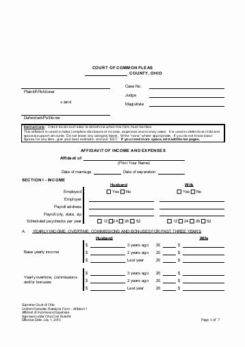 Affidavit Of No Income New In E and Expense Worksheet Independent Enrollment