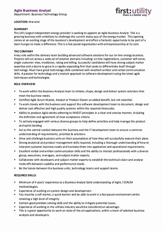 Agile Project Manager Resume Unique Agile Business Analyst Resume