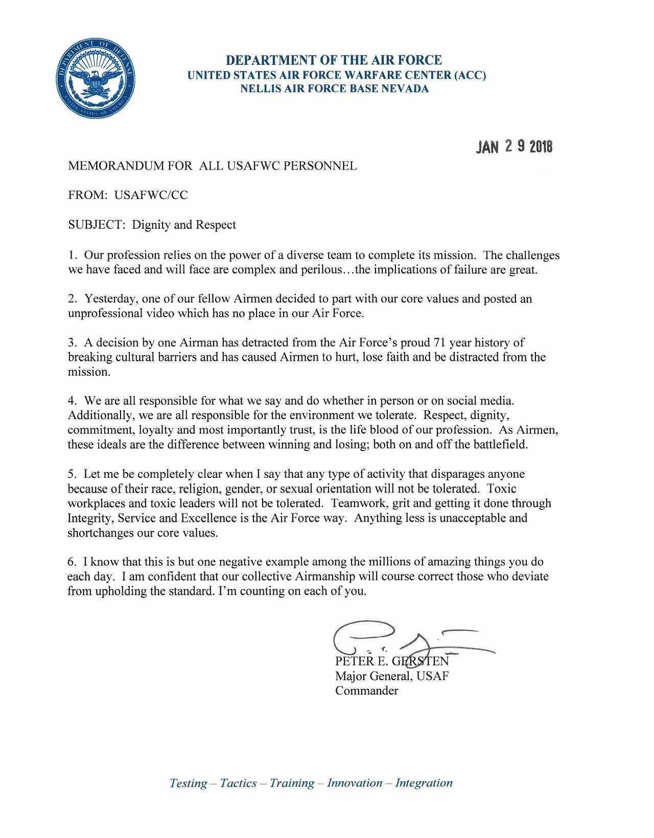 Air force Memorandum Template Unique Nellis Afb Nevada On Twitter &quot; Ficial Statement On