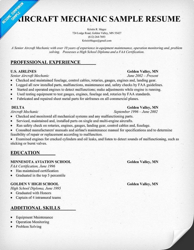 Air force Position Paper Template Awesome Aircraft Mechanic Resume Sample Resume Panion