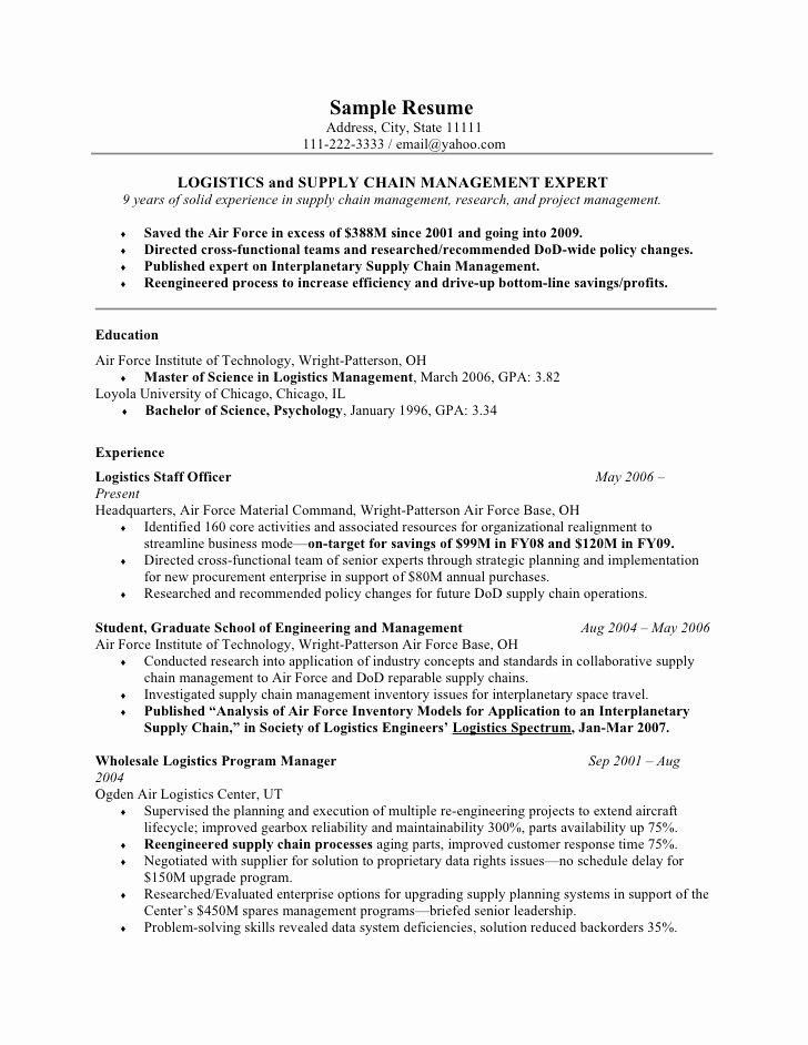 Air force Position Paper Template Fresh A Good Template for Military Resumes